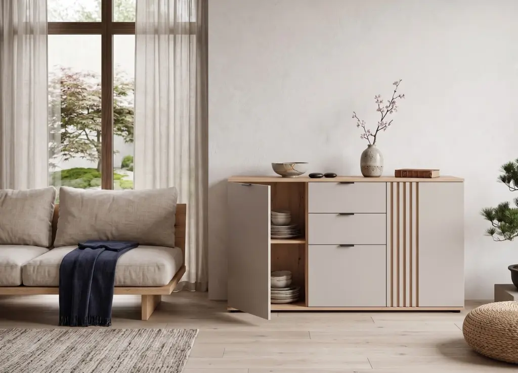 komoda Brevas w salonie boho